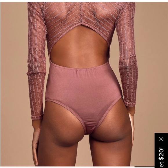 Lulu's Mauve Long Sleeve Bodysuit - Picture 2 of 5